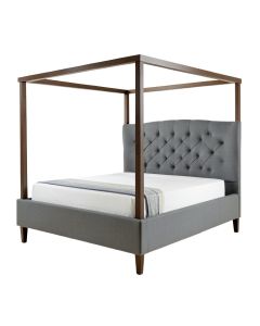 Wigston Queen Tufted Upholstered Low Profile Four Poster Bed (synthetic illustration; no displayed measurements)
