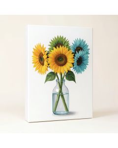 Sunflowers In Glass Bottles Painting Print On Wrapped Canvas (synthetic illustration; no displayed measurements)