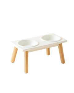 Olive Branch Pet Feeding Stand With Two Plain Empty Bowls - White (synthetic illustration; no displayed measurements)
