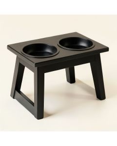 Flint Crossing Pet Feeding Stand With Two Plain Empty Bowls - Black (synthetic illustration; no displayed measurements)