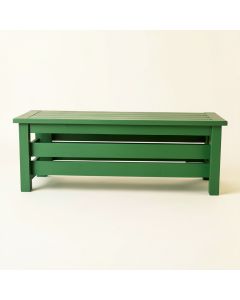Rowan Arc Narrow Outdoor Storage Bench - Green (synthetic illustration; no displayed measurements)