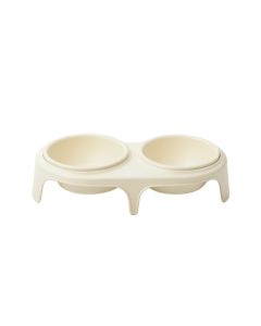 Laurel Bridge Pet Feeding Stand With Two Plain Empty Bowls - Cream (synthetic illustration; no displayed measurements)