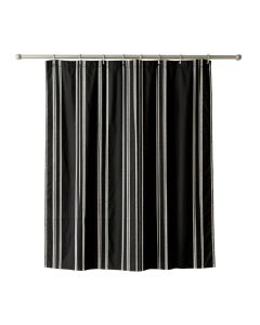 Brook Crest Shower Curtain Hanging Flat From A Plain Rod - Black (synthetic illustration; no displayed measurements)