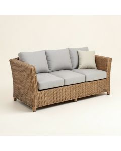 Waterbury Wicker Patio Sofa With Cushions (synthetic illustration; no displayed measurements)