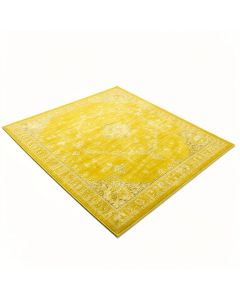 Distressed Oriental Bright Yellow Area Rug (synthetic illustration; no displayed measurements)