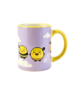 Backus Bee Be Happy Three Cute Bumble Bees With Clouds Background Coffee Mug