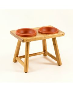 Vale Dale Pet Feeding Stand With Two Plain Empty Bowls - Terracotta (synthetic illustration; no displayed measurements)