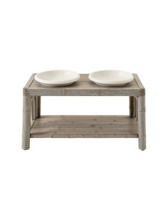 Cedar Canyon Pet Feeding Stand With Two Plain Empty Bowls - Gray (synthetic illustration; no displayed measurements)