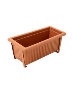 Spruce Brook Empty Railing Planter With Integral Brackets - Terracotta (synthetic illustration; no displayed measurements)