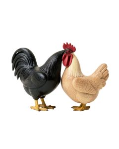 Morten 2 Piece Hand Painted Wood Rooster And Hen Figurine Set