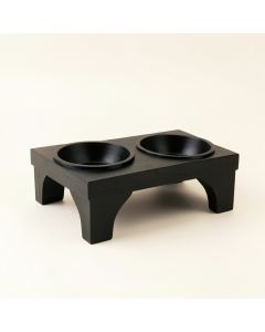 Willow Bluff Pet Feeding Stand With Two Plain Empty Bowls - Black (synthetic illustration; no displayed measurements)