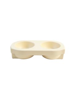 Ash Edge Pet Feeding Stand With Two Plain Empty Bowls - Cream