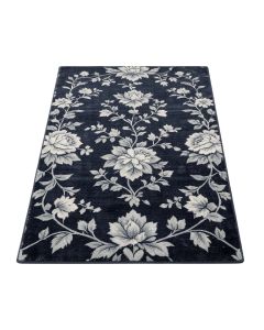 Hillsby Floral Dark Blue/Light Gray Area Rug
