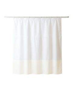 Linden Arc Shower Curtain Hanging Flat From A Plain Rod (synthetic illustration; no displayed measurements)