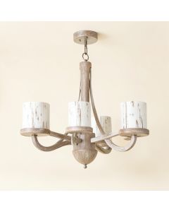 Albern 4 - Light Candle Style Drum Chandelier With Wood Accents (synthetic illustration; no displayed measurements)