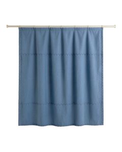 Hazel Falls Shower Curtain Hanging Flat From A Plain Rod - Blue