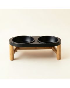 Summit Dell Pet Feeding Stand With Two Plain Empty Bowls - Black (synthetic illustration; no displayed measurements)