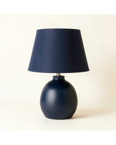 Bay Arc Table Lamp With A Plain Fabric Shade (synthetic illustration; no displayed measurements)