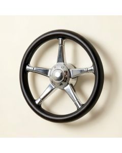 Black/Chrome Pirate Ship Steering Wheel Wall Décor (synthetic illustration; no displayed measurements)