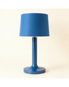 Moss Branch Table Lamp With A Plain Fabric Shade - Blue (synthetic illustration; no displayed measurements)