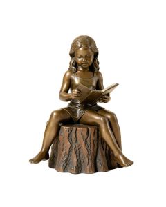 Alancia Girl Sitting On A Tree Stump , Reading Bronze Statue