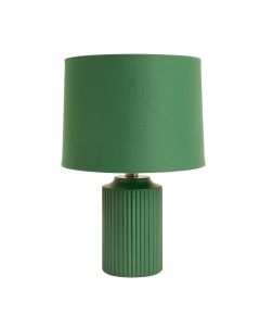 Cove Crest Table Lamp With A Plain Fabric Shade - Green