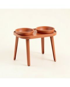 Brook Crossing Pet Feeding Stand With Two Plain Empty Bowls - Terracotta (synthetic illustration; no displayed measurements)