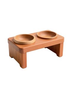 Ash Crossing Pet Feeding Stand With Two Plain Empty Bowls - Terracotta