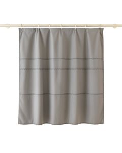 Spruce Edge Shower Curtain Hanging Flat From A Plain Rod - Gray