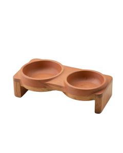 Juniper Field Pet Feeding Stand With Two Plain Empty Bowls - Terracotta