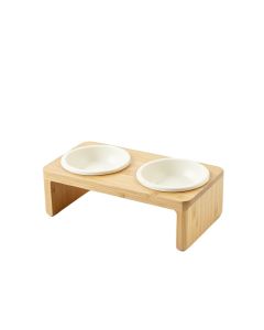 Alder Crest Pet Feeding Stand With Two Plain Empty Bowls - Ivory (synthetic illustration; no displayed measurements)