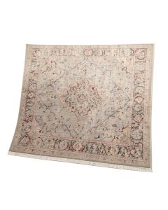 Oriental Machine Made Power Loom Wool/Polyester Beige/Gray/Red Area Rug