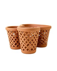 Caren 3-Piece Lattice Basket Terracotta Pot Planter Set