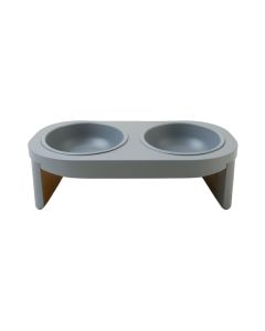 Linden Bluff Pet Feeding Stand With Two Plain Empty Bowls - Gray (synthetic illustration; no displayed measurements)
