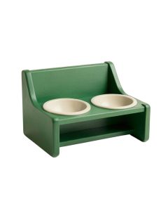 Moss Bridge Pet Feeding Stand With Two Plain Empty Bowls - Green