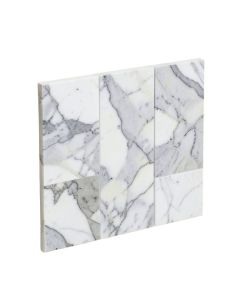 Linear Polished Random Sized Marble Mosaic Tile In White