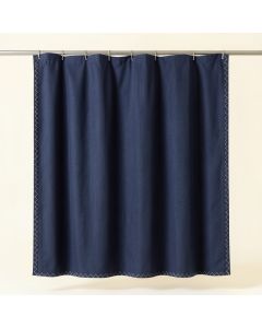 Moss Edge Shower Curtain Hanging Flat From A Plain Rod - Navy (synthetic illustration; no displayed measurements)