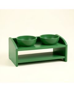 Spruce Edge Pet Feeding Stand With Two Plain Empty Bowls - Green (synthetic illustration; no displayed measurements)