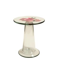 Roses Glass Topped End Table (synthetic illustration; no displayed measurements)