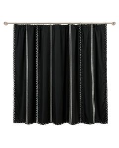 Pine Crossing Shower Curtain Hanging Flat From A Plain Rod - Black (synthetic illustration; no displayed measurements)