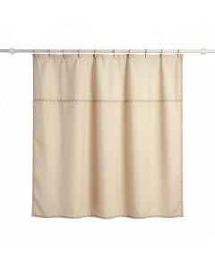 Linden Falls Shower Curtain Hanging Flat From A Plain Rod - Beige (synthetic illustration; no displayed measurements)