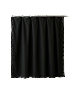Olive Dale Shower Curtain Hanging Flat From A Plain Rod - Black