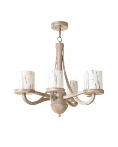 Albern 4 - Light Candle Style Drum Chandelier With Wood Accents