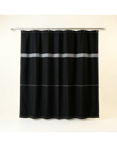 Heath Brook Shower Curtain Hanging Flat From A Plain Rod - Black (synthetic illustration; no displayed measurements)