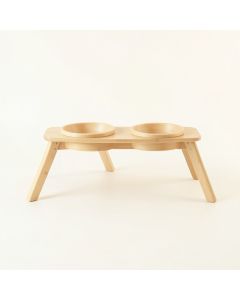 Reed Dell Pet Feeding Stand With Two Plain Empty Bowls - Ivory (synthetic illustration; no displayed measurements)