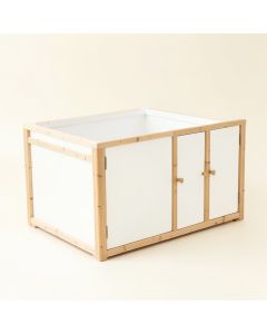 Linden Arc Empty Furniture-Style Litter Enclosure (synthetic illustration; no displayed measurements)