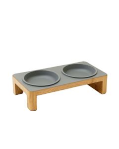 Harbor Dell Pet Feeding Stand With Two Plain Empty Bowls - Gray