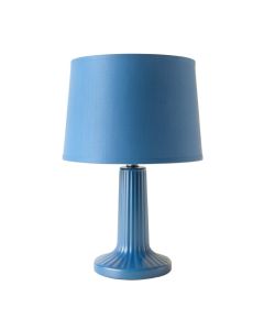Sage Branch Table Lamp With A Plain Fabric Shade - Blue