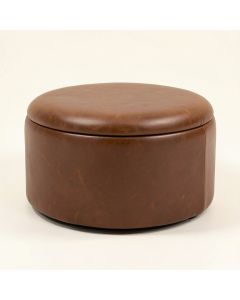 Salvatore 24 '' Wide Faux Leather Round Storage Ottoman (synthetic illustration; no displayed measurements)