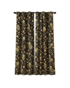 Grietje Baconton Timeless East Asian Chinoiserie Peacock Garden Luxury 100 % Cotton Floral Blackout Curtain Panel